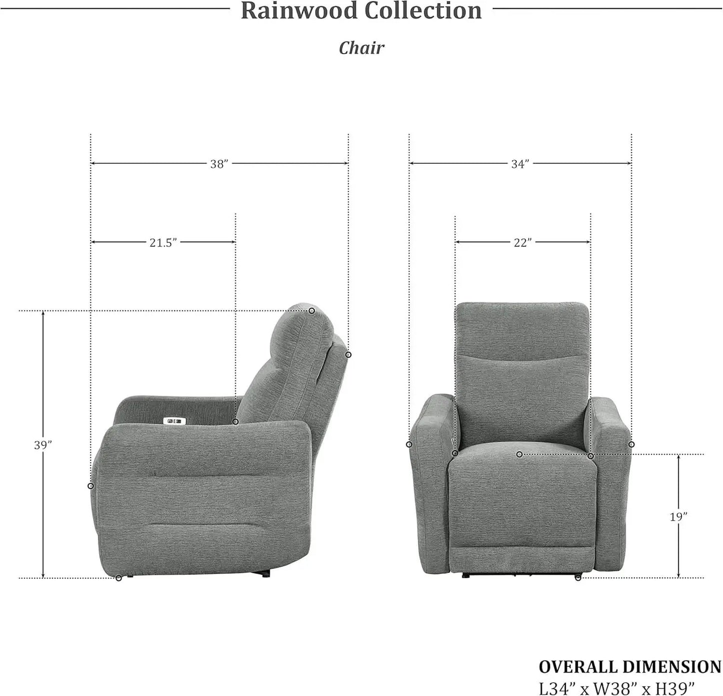 Rainwood Wallhugger Power Reclining 3 Piece Dove Gray from PriceLows™
