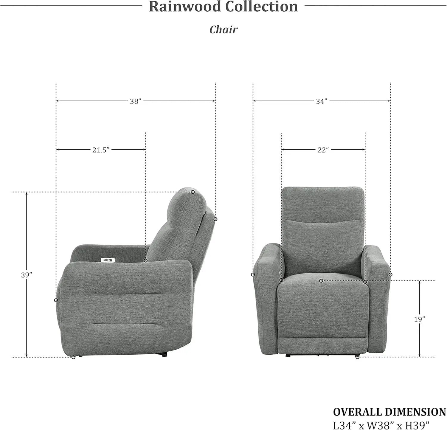 Rainwood Wallhugger Power Reclining 3 Piece Dove Gray from PriceLows™