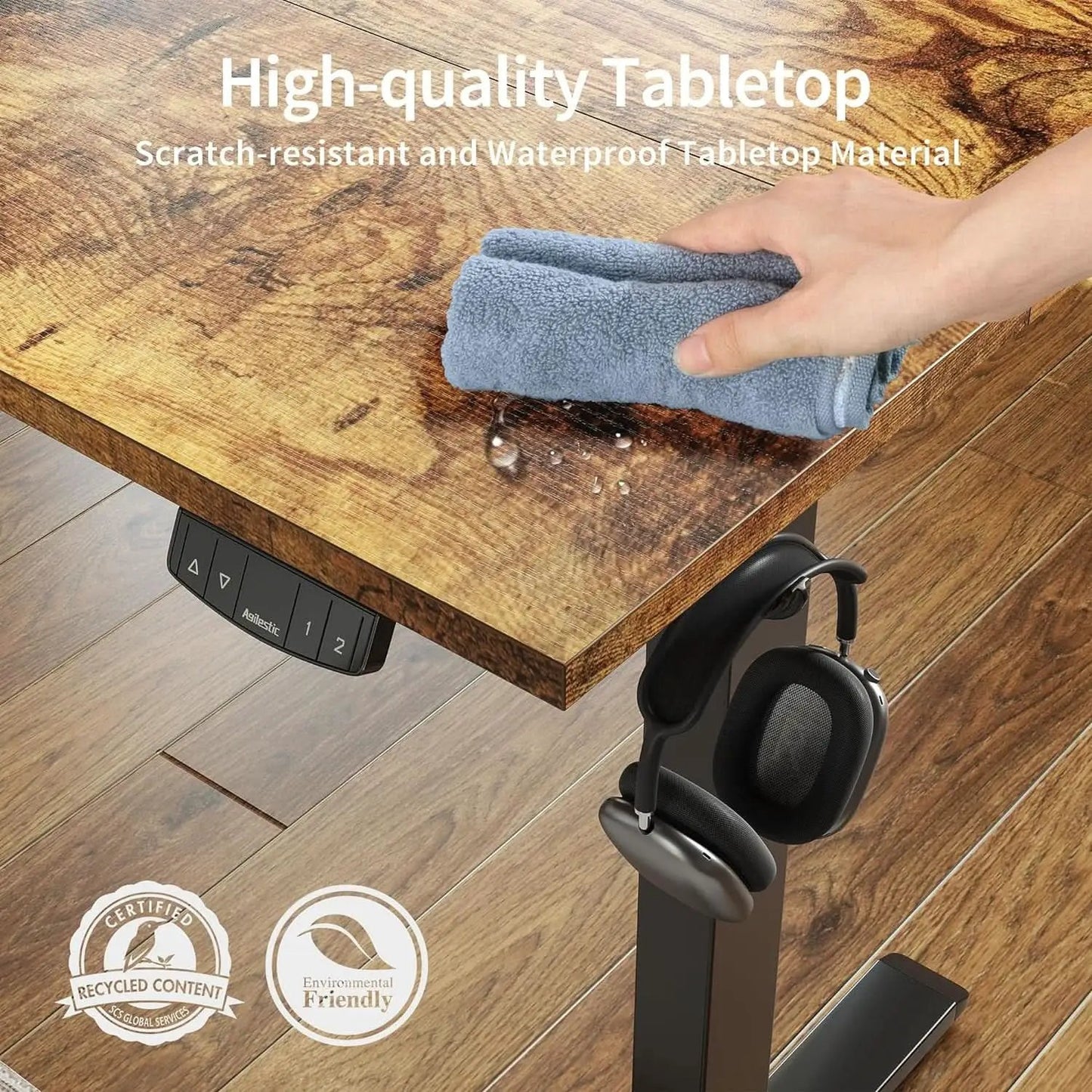 Electric Standing Desk 48x24 Height Adjustable With Memory Presets Rustic Brown from PriceLows™