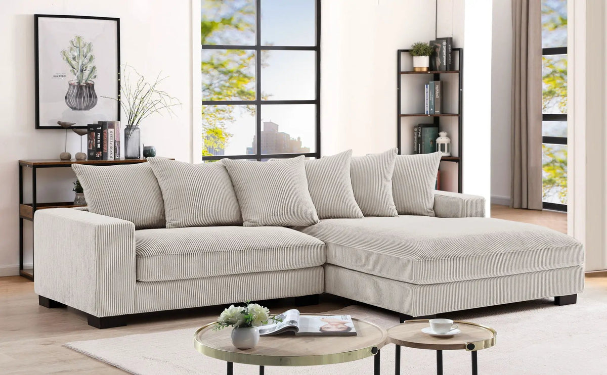 Luxe Oversized Sectional Sofa | 2 Piece L Shaped Couch | Chaise Included | Deep-Seated Design