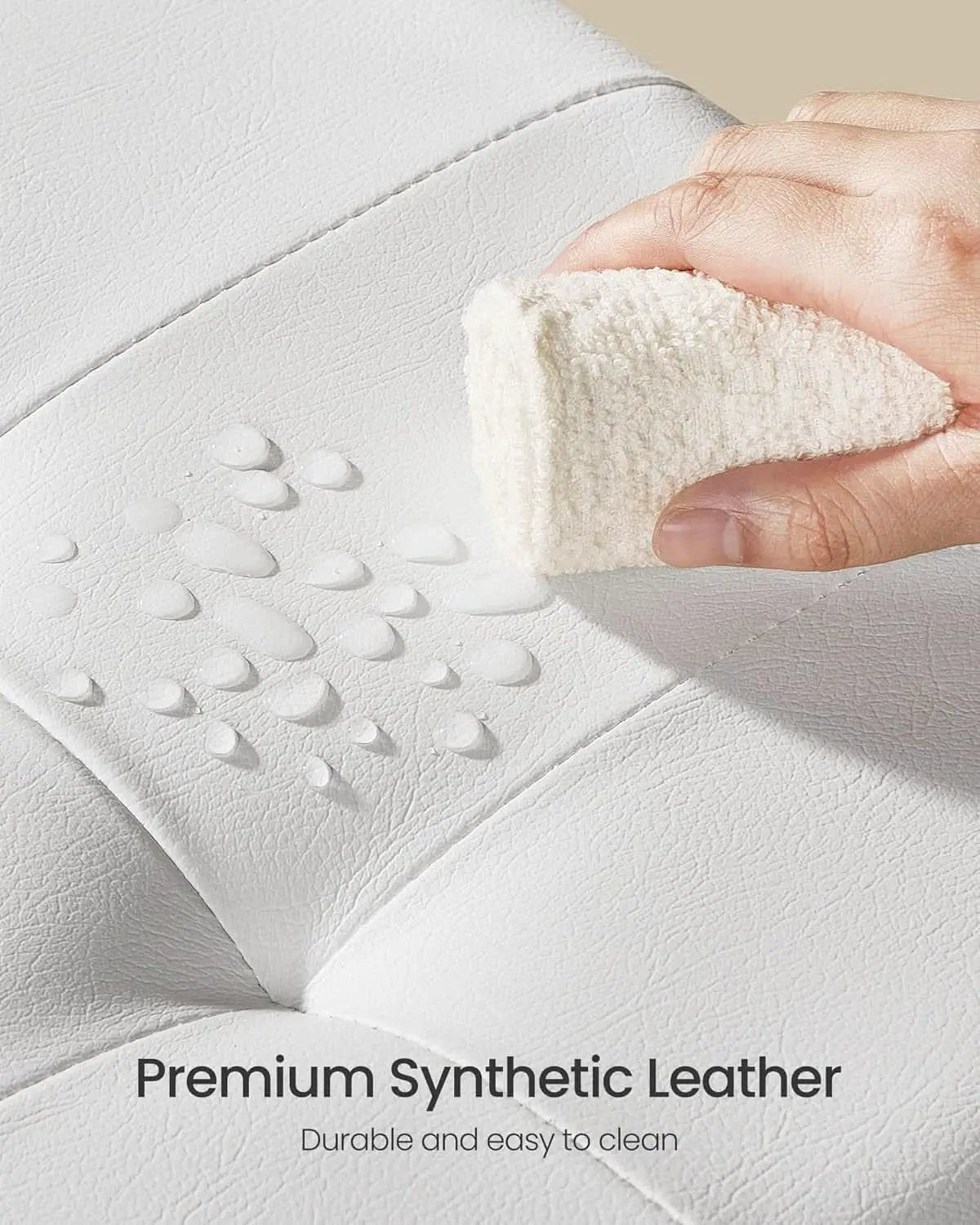 Cloud White Leatherette Storage Ottoman Bench 15x43 from PriceLows™
