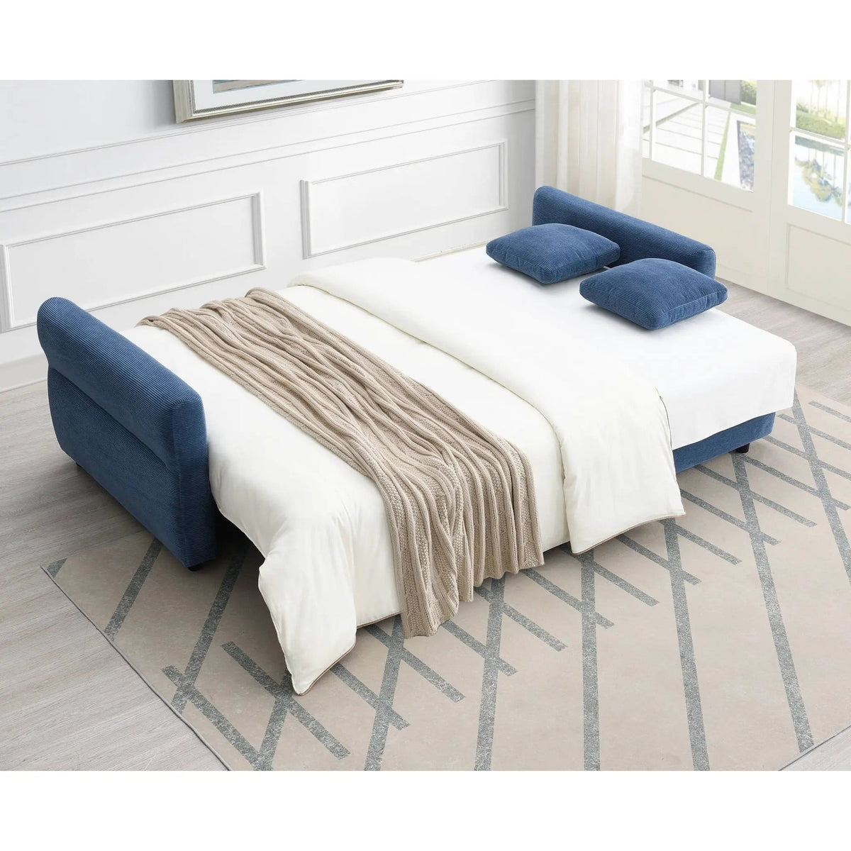 Haran Pull Out Sleeper Sofa With Storage | 2 Pieces | Fabric | Living Room