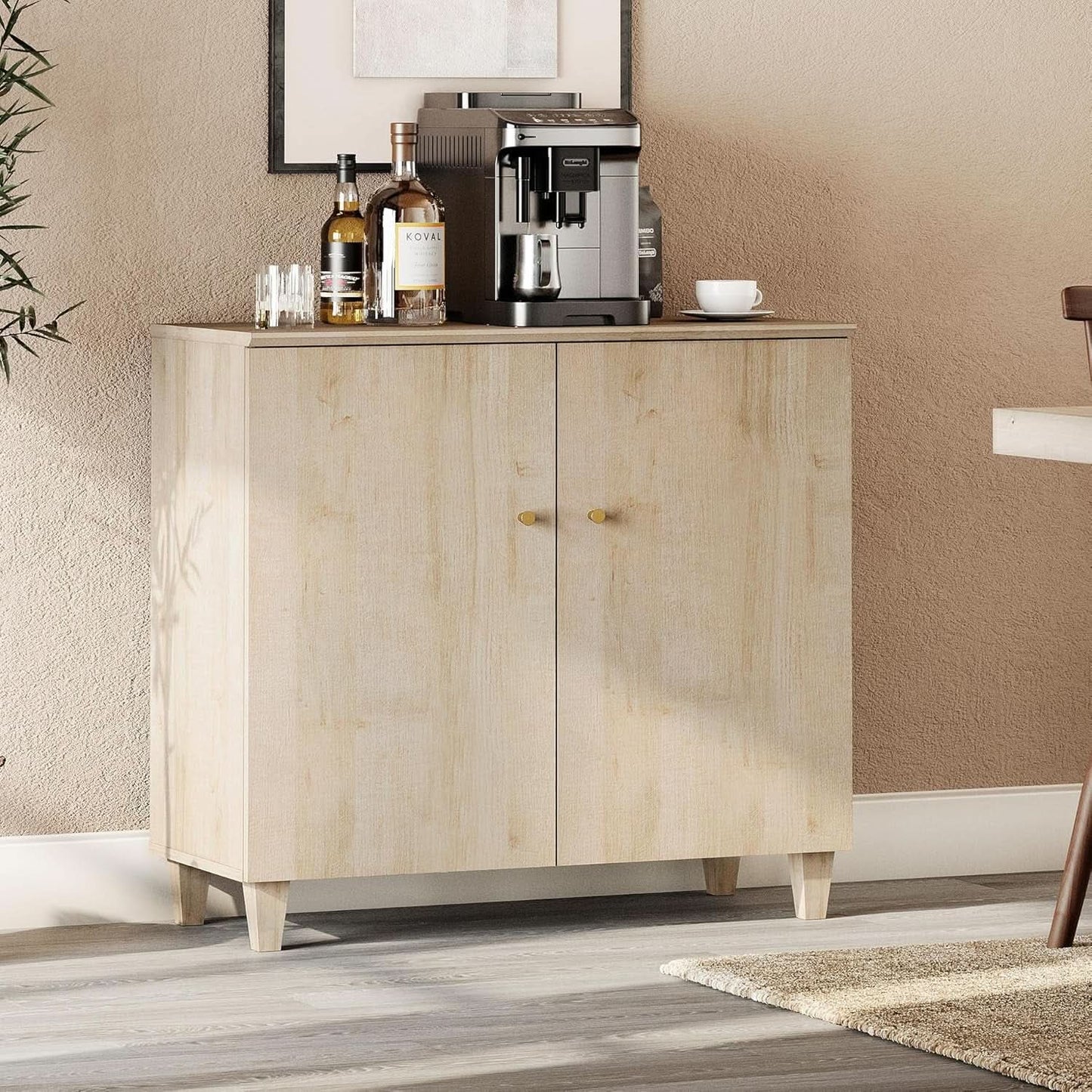 35.4 Inch Wide Light Oak Sideboard Storage Cabinet from PriceLows™