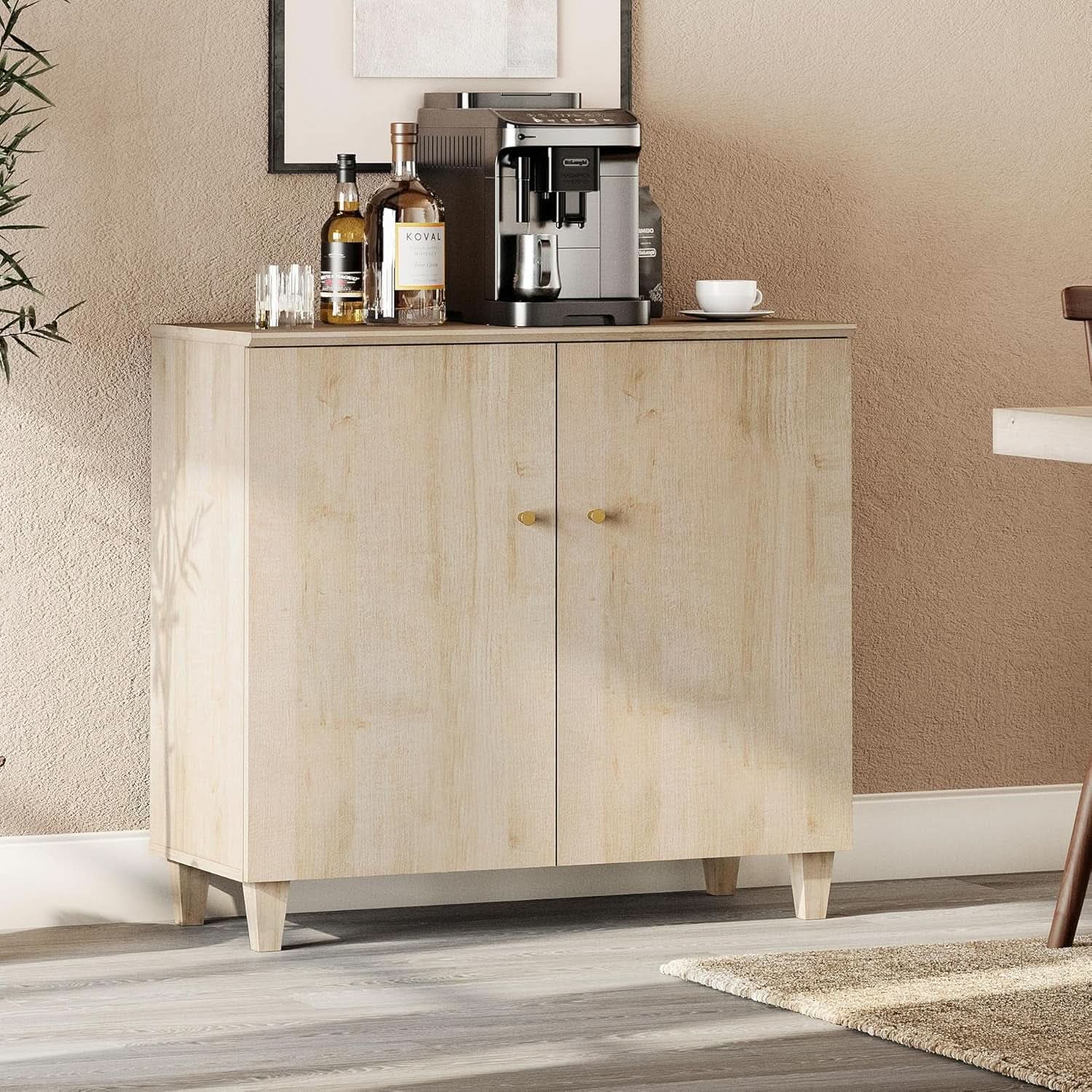 35.4 Inch Wide Light Oak Sideboard Storage Cabinet from PriceLows™
