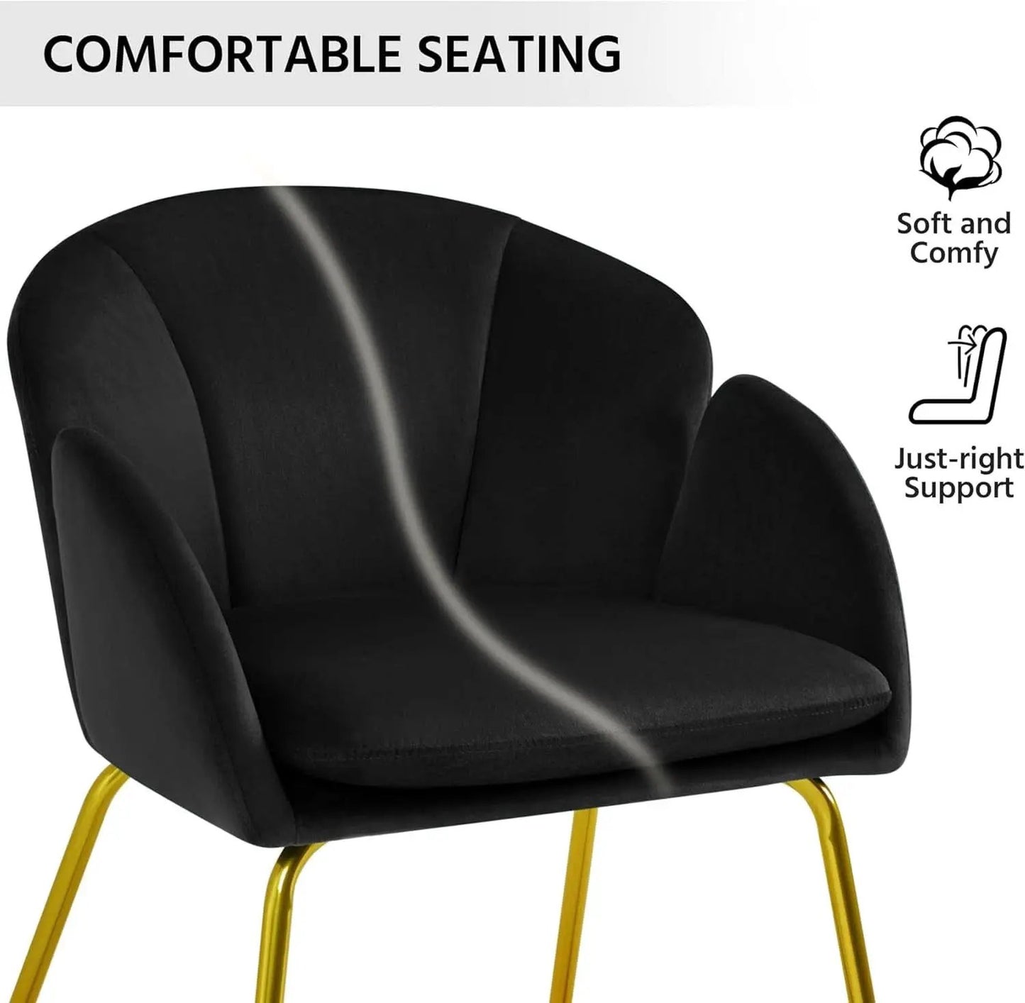 Modern Black Velvet Flower Armchair With Gold Legs from PriceLows™