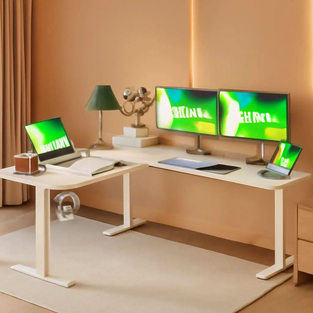 Electric L Shaped Standing Desk 63X55 White Sit Stand from PriceLows™