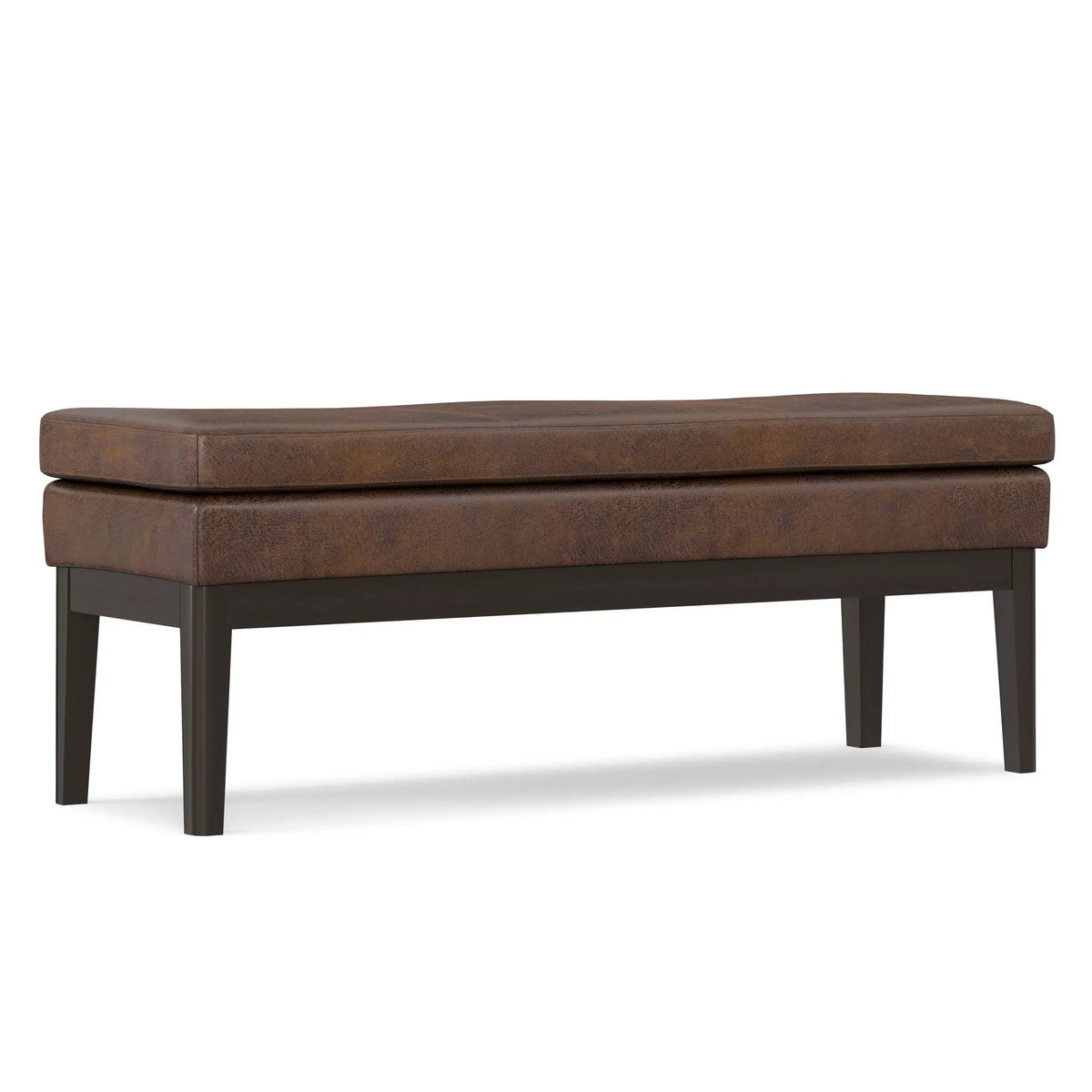 Carlson Ottoman Bench | Mid-Century Design | Top Stitching Detail | Webbed Seat Support