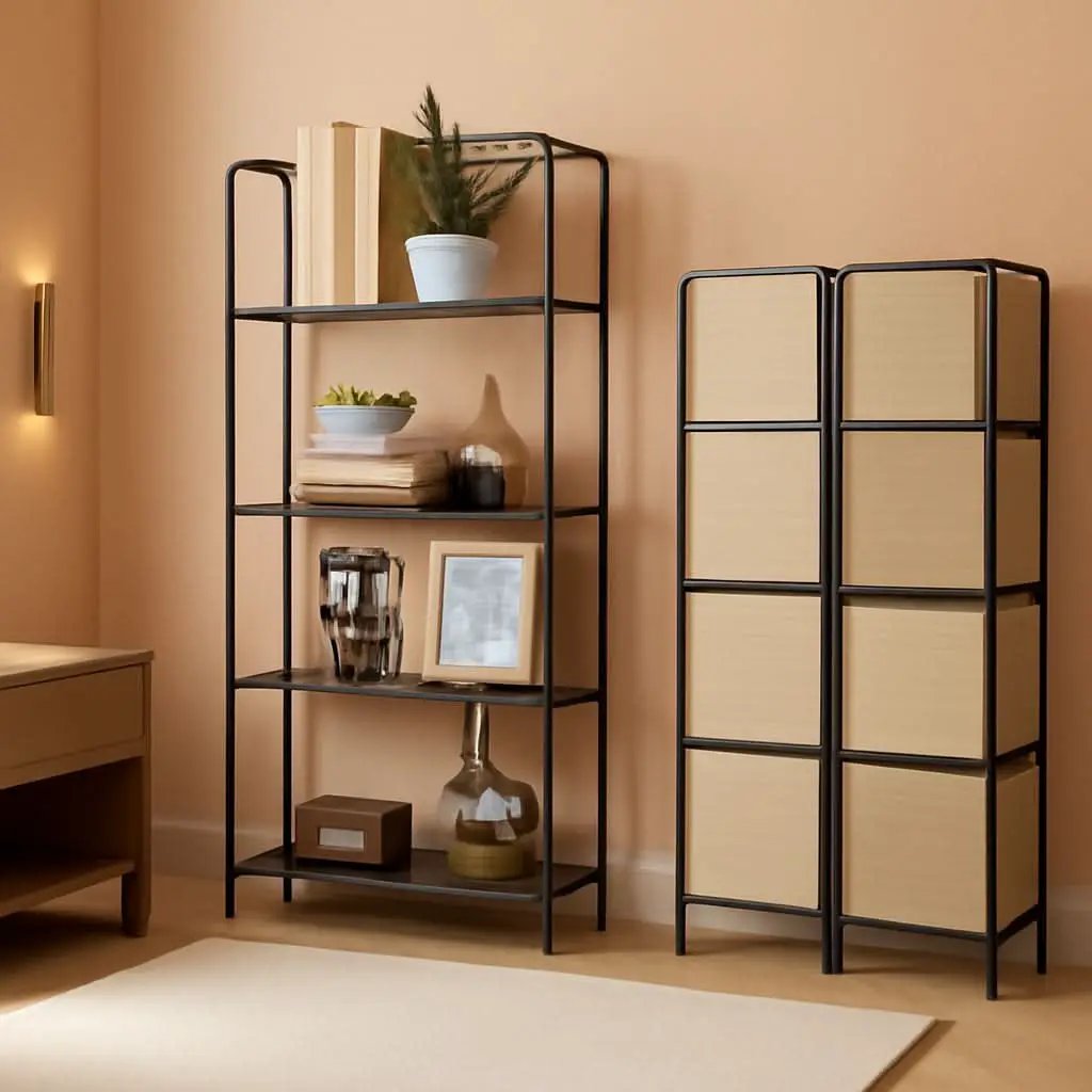 4 Tier Black Folding Bookshelf for Living Room Home Office from PriceLows™