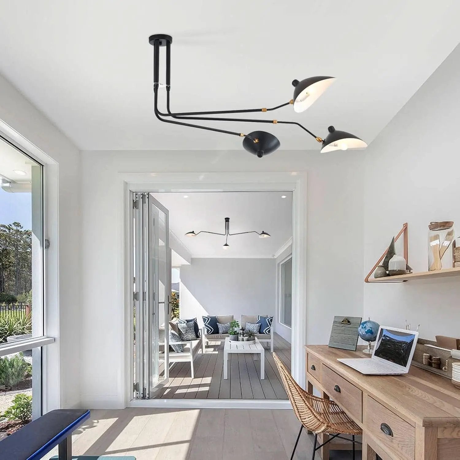 Matt Black Three Arm Adjustable Pendant Light Chandelier from PriceLows™