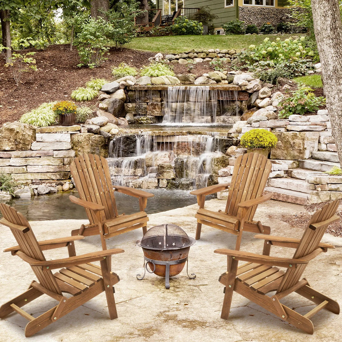 Folding Adirondack Chairs | Set Of 2 | Solid Cedar Wood | Space-Saving Design