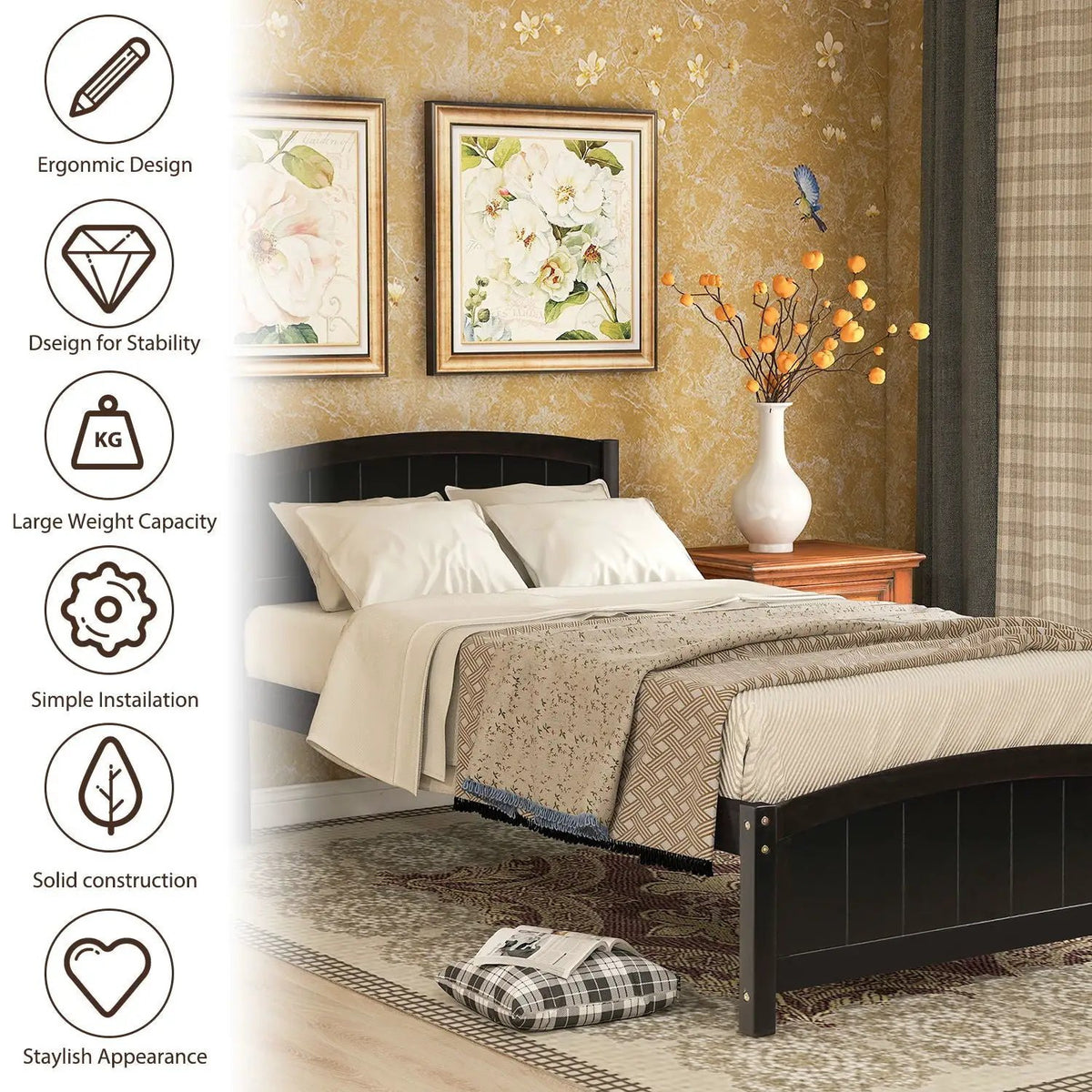Wood Platform Bed | Headboard And Footboard | Slat Support | Minimalist Style