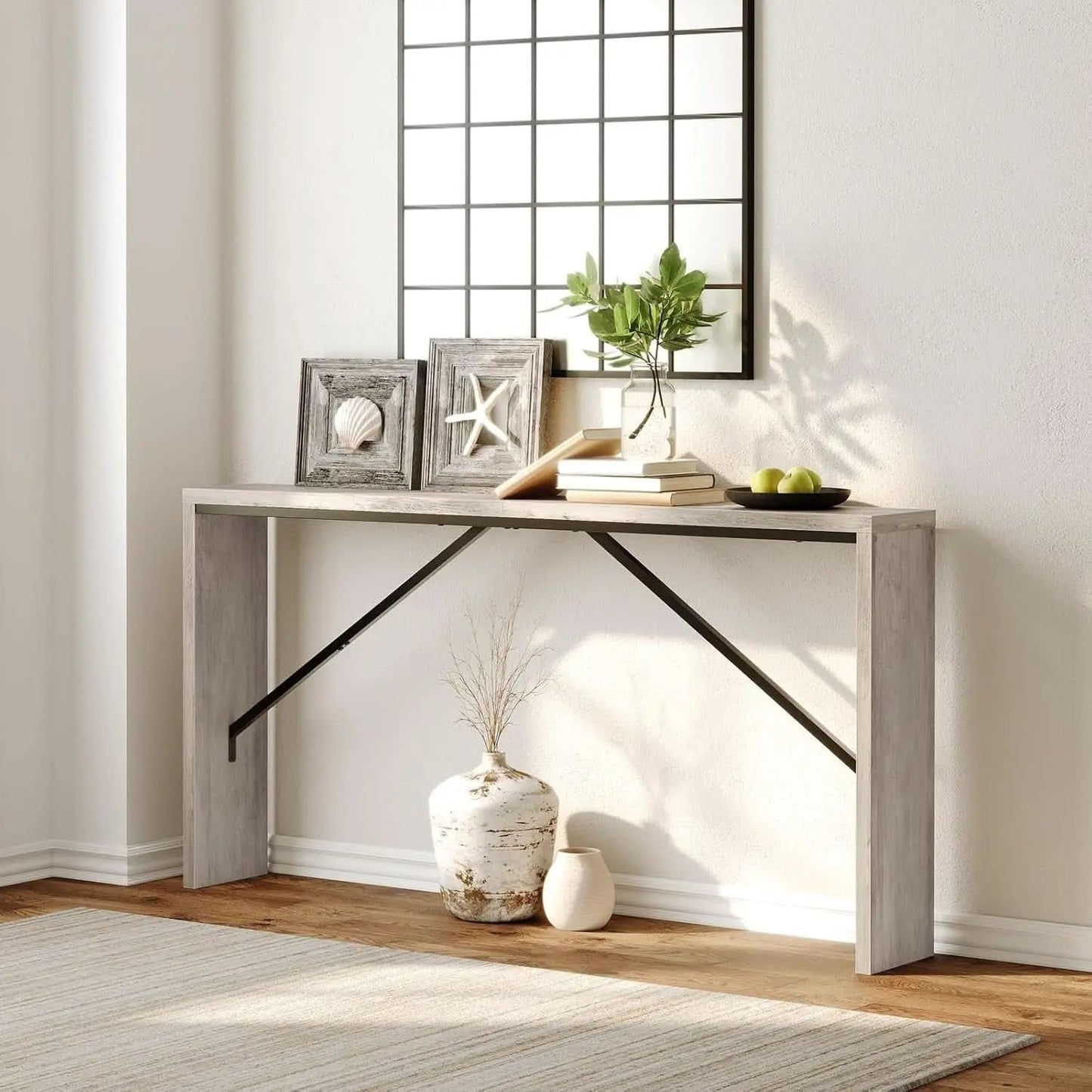 62.2 Inch Greige Industrial Console Table For Entryway from PriceLows™