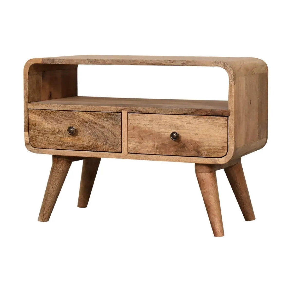Mini Curved Media Unit - Media Chest | 23.62 x 11.81 x 17.72 in | Mango Wood | Oak