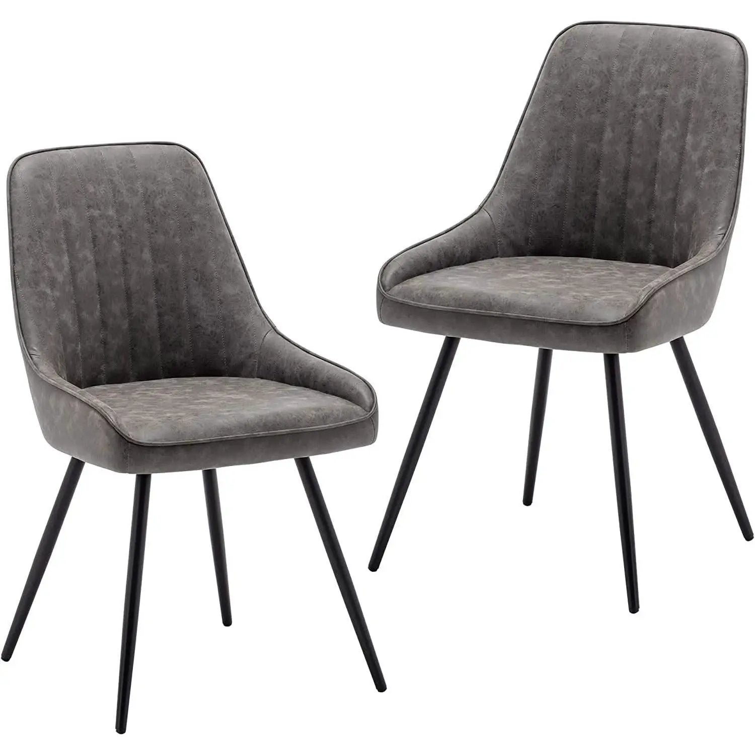 Modern Faux Leather Dining Chairs Set Of 2 Armless Metal Legs from PriceLows™