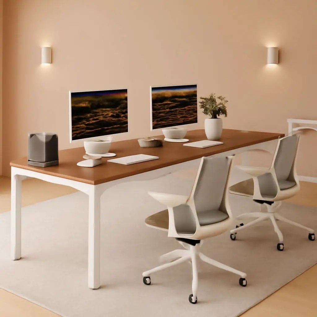 78.7 Inch Extra Long Computer Desk For Two Walnut White from PriceLows™