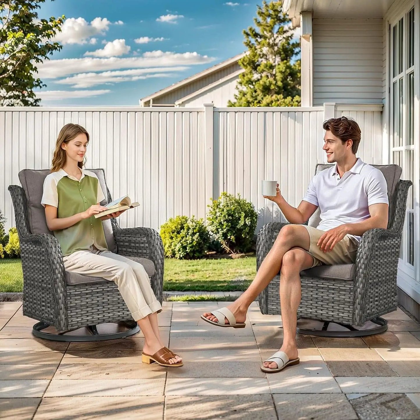 Outdoor Swivel Rocker Patio Chairs Set with Table from PriceLows™