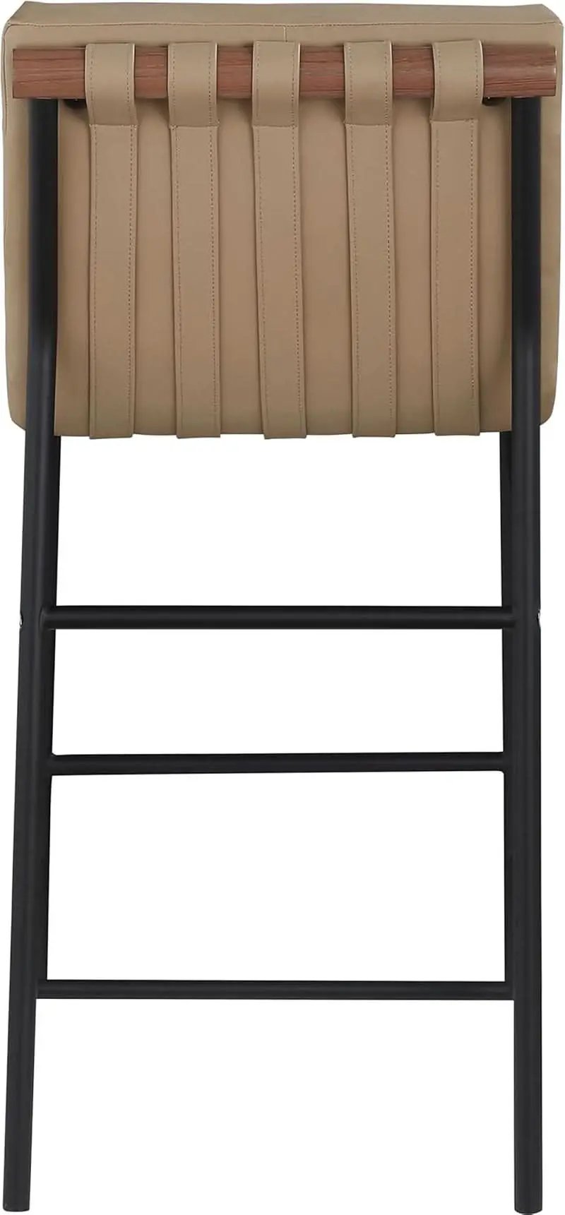 Burke Counter Stool Tan Vegan Leather Matte Black Frame from PriceLows™