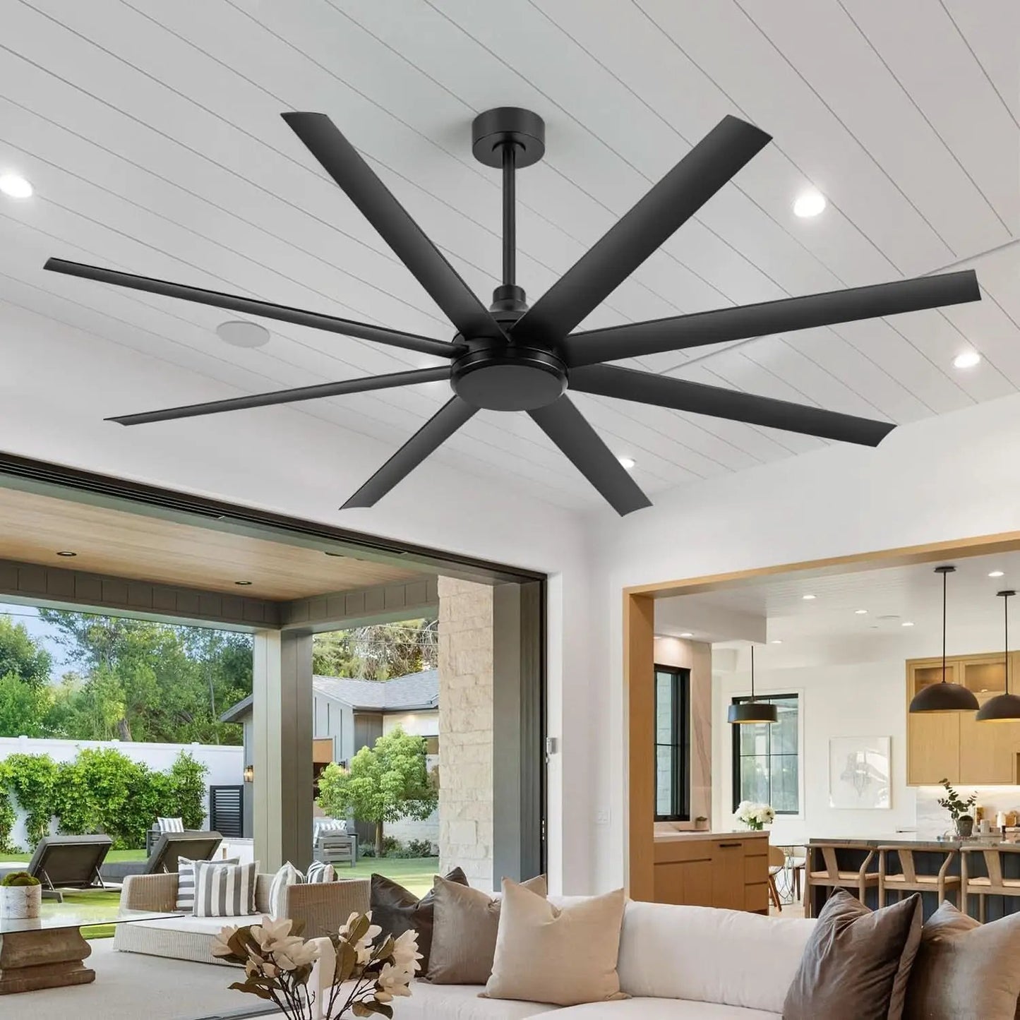 65 Inch Matte Black Ceiling Fan With Remote Quiet DC Motor from PriceLows™