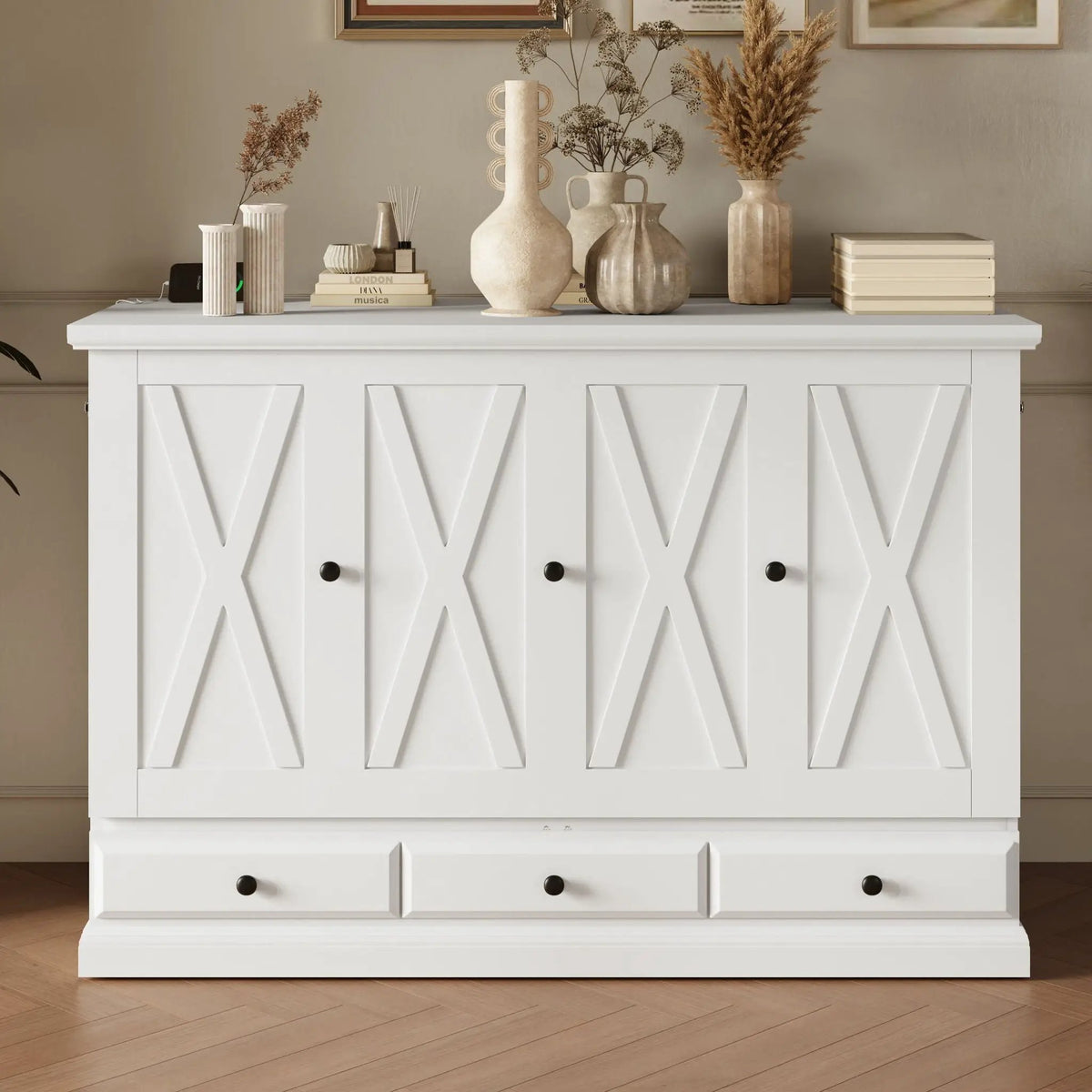 Solid Pine Murphy Bed | USB Charging Station | Storage Drawer
