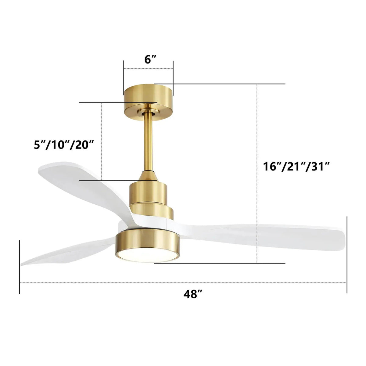 Indoor Ceiling Fan | 48 Inch Span | Dimmable LED Light | 6 Speed Remote Reversible Blades