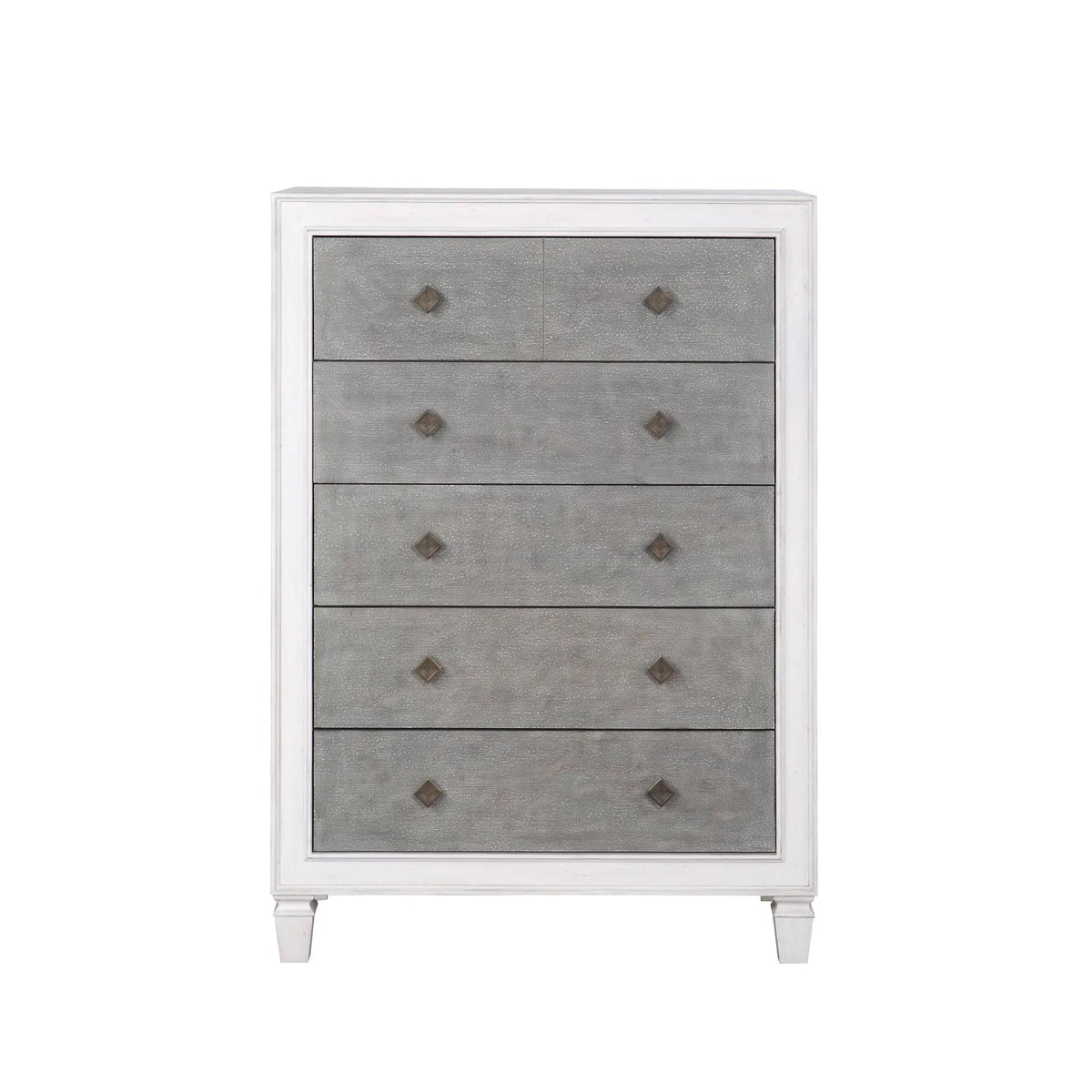 Katia Weathered Chest | White Finish | Full-Extension Metal Glides | Transitional Design