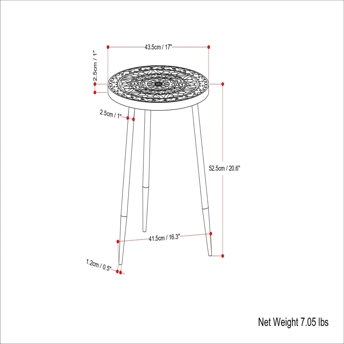 Sherbourne Side Table | 17.1 x 17.1 x 20.9 in | Metal & Wood | Gray