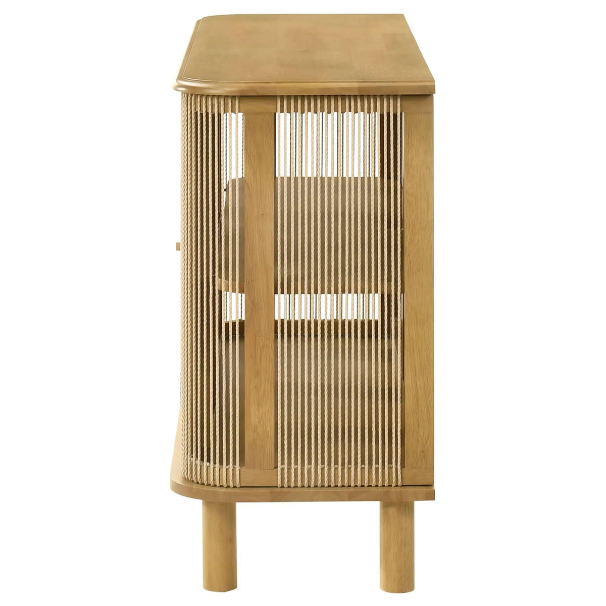 Ervine 3-Door Rope Panel Sideboard Accent Storage Cabinet | 53.25 x 15.75 x 31.5 in | Rubberwood & Plywood | Natural