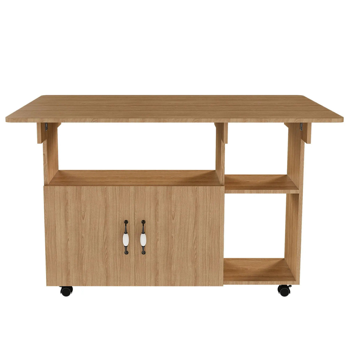 Multi Functional Folding Table With Storage Shelves And Wheels Island | 3 Pieces | Home Furniture | Home