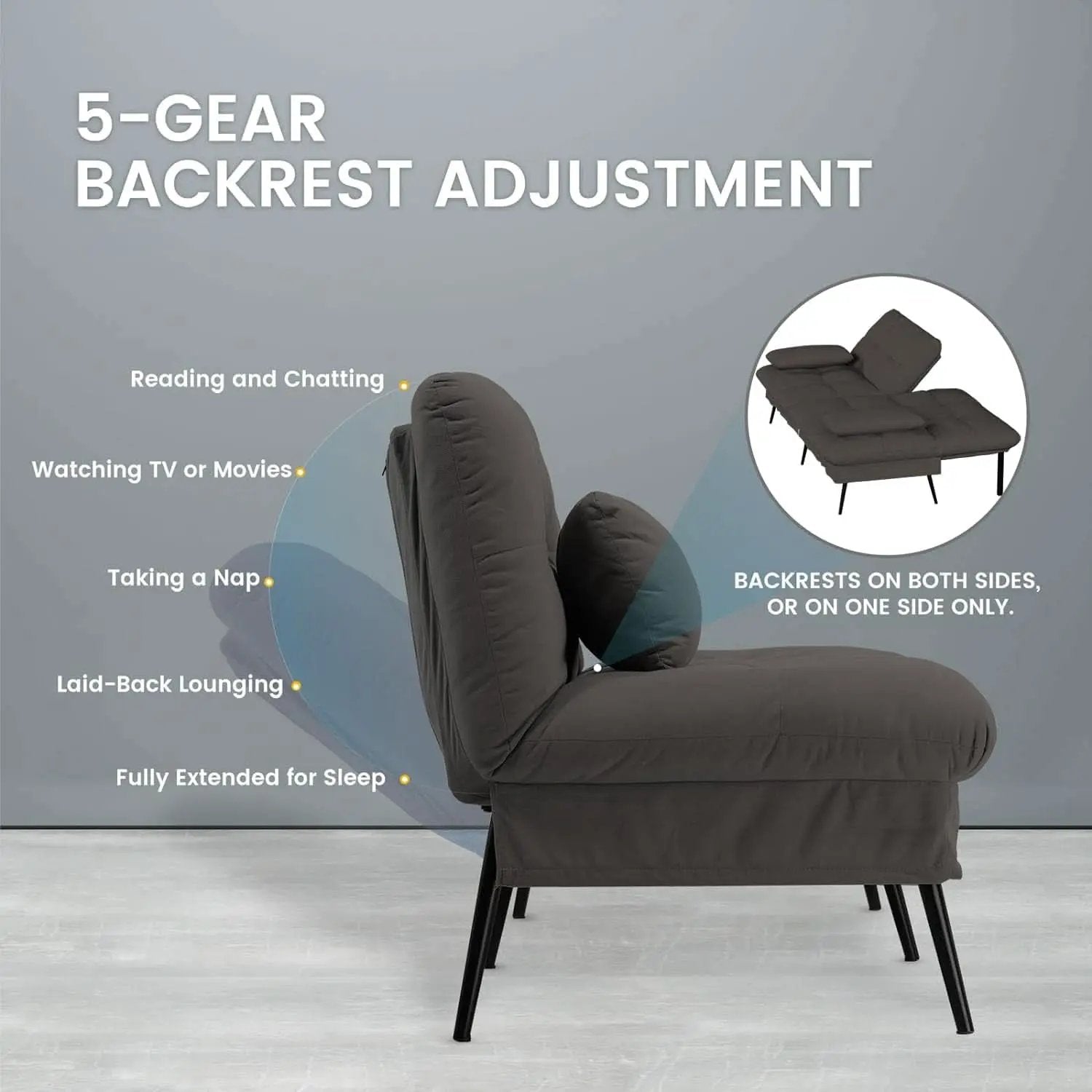 68 Inch Convertible Futon Sofa Bed With Adjustable Backrest from PriceLows™
