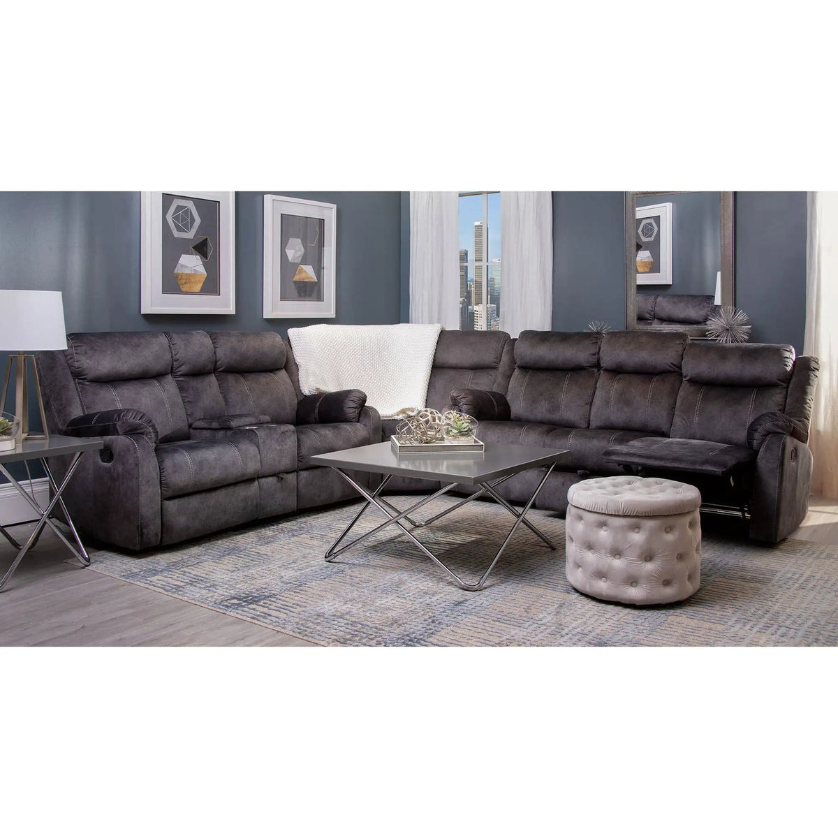 Sonet Domino Recliner Reclining Loveseat | 2 Pieces | Fabric | Living Room
