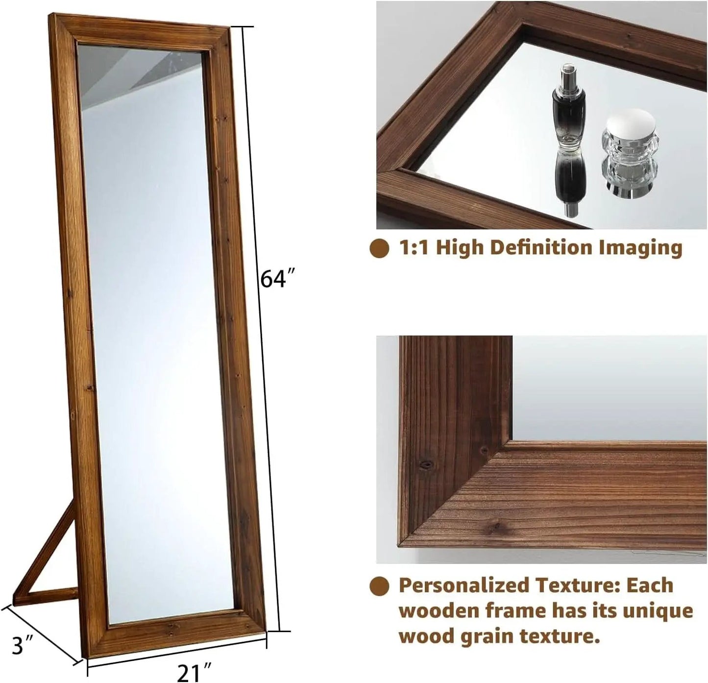 Rustic Farmhouse Full Length Mirror 64x21 Inch Wood Frame from PriceLows™