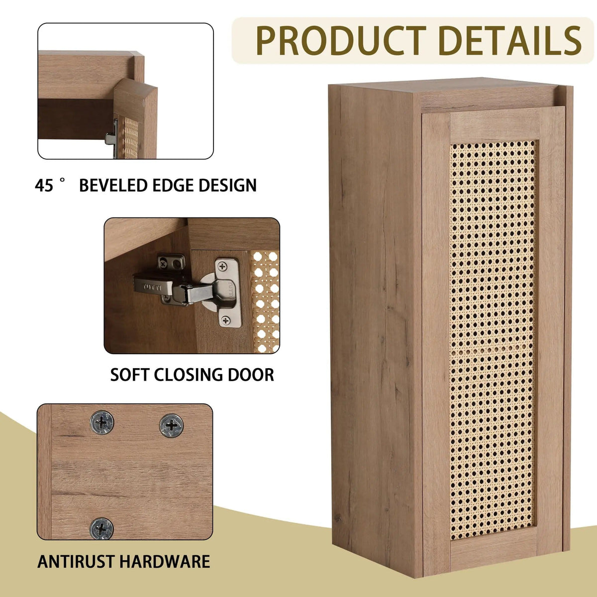 Modern Imitative Wall Mounted Bathroom Vanity With Resin Sink And Side Cabinet | 2 Pieces | Plywood & Resin | Bathroom