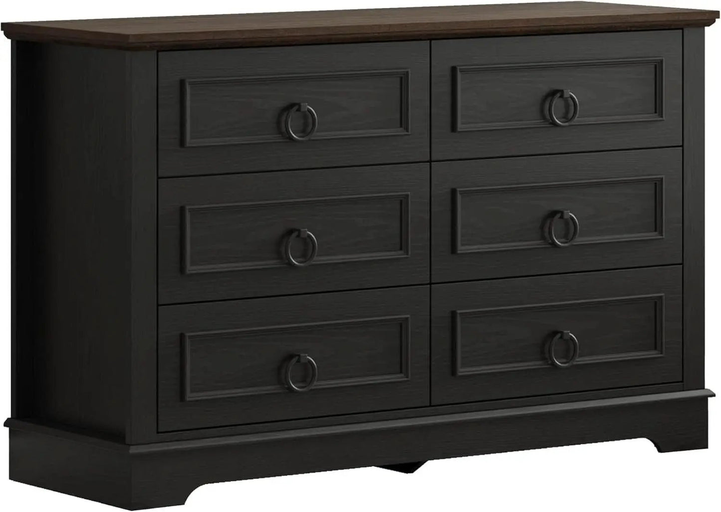Black FortySevenPointTwoInch Wide Six Drawer Dresser from PriceLows™