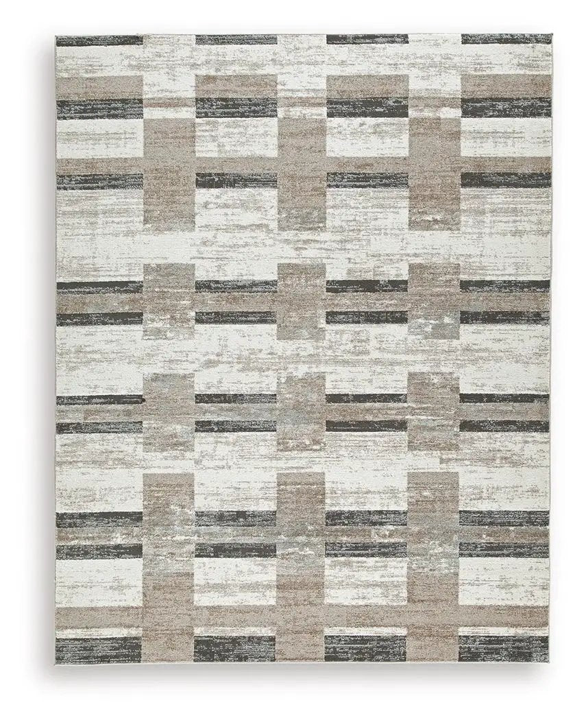 Alstone Area Rug | 94.5 x 119 Inch | Chunky Stripe Design | Neutral Palette