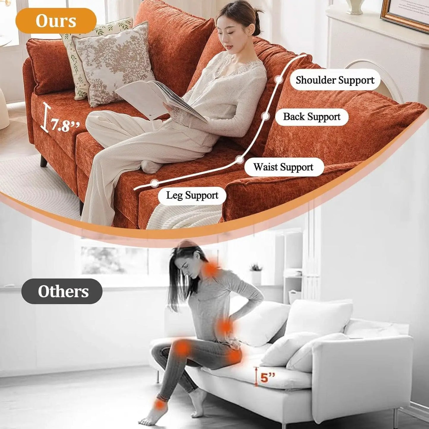 Velvet Orange 135 Modular Sectional Sofa Storage Ottoman from PriceLows™