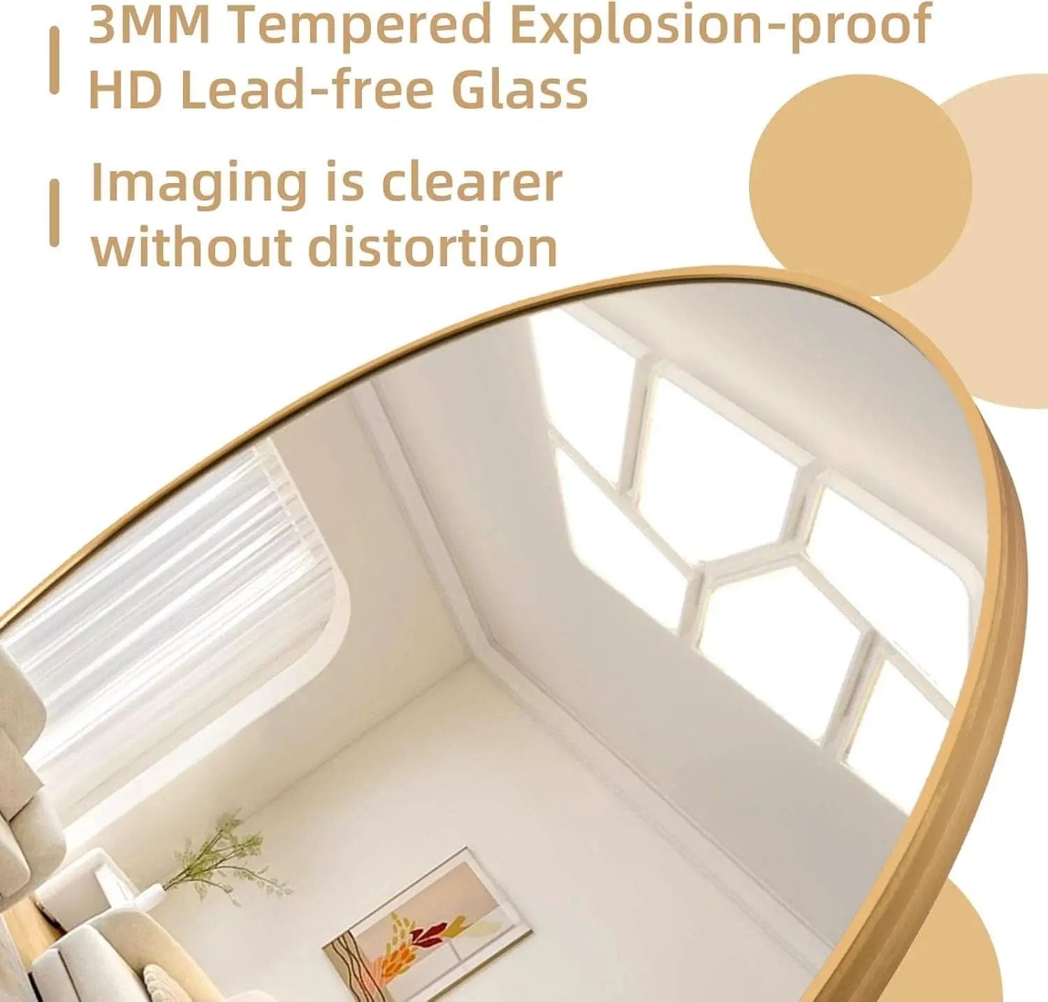 Arched Full Length Mirror 71x32 Inches Gold Aluminum Floor from PriceLows™