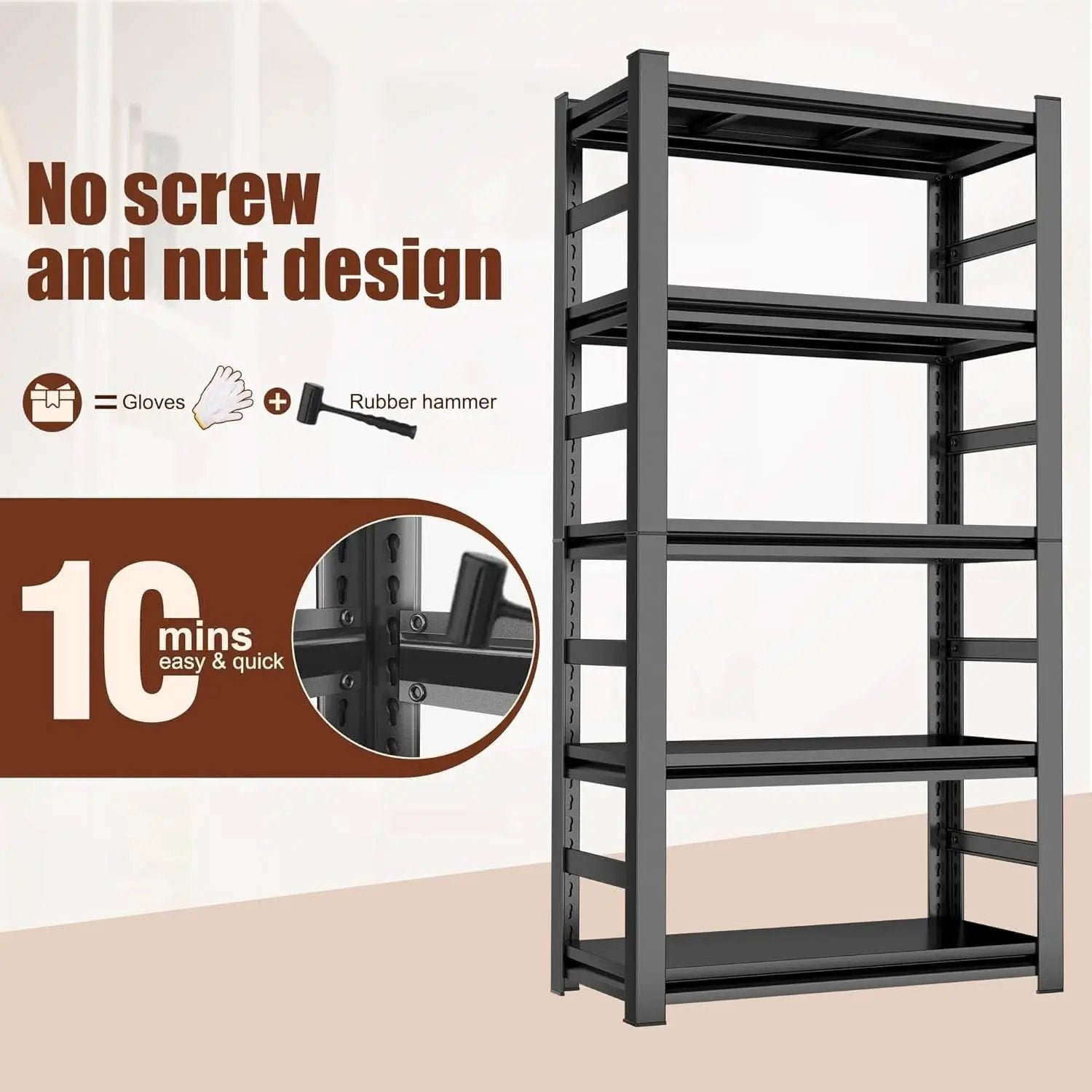 72 Inch Tall Industrial Metal Freestanding Bookshelf from PriceLows™