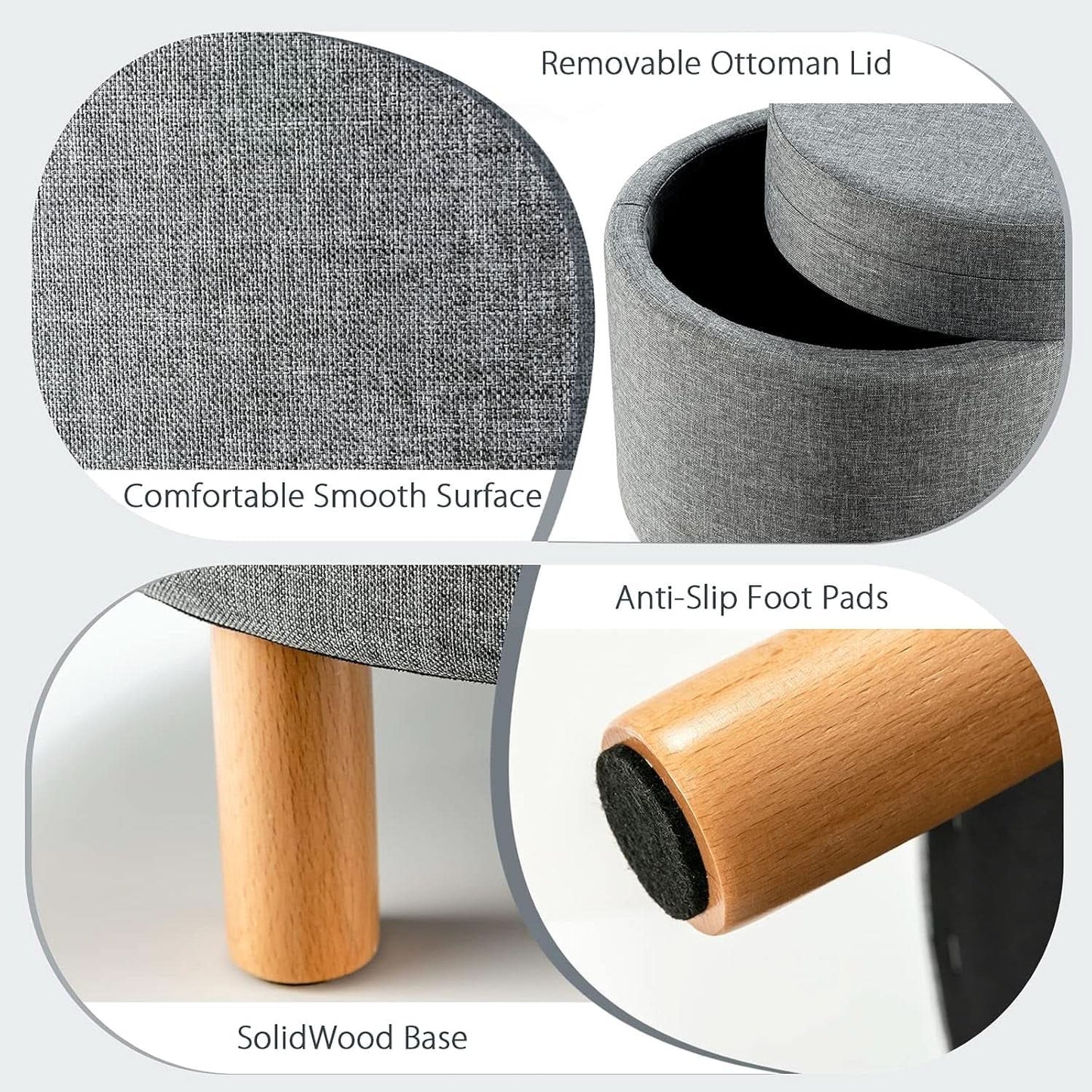 Grey Premium Microfiber Storage Ottoman Large Tray from PriceLows™