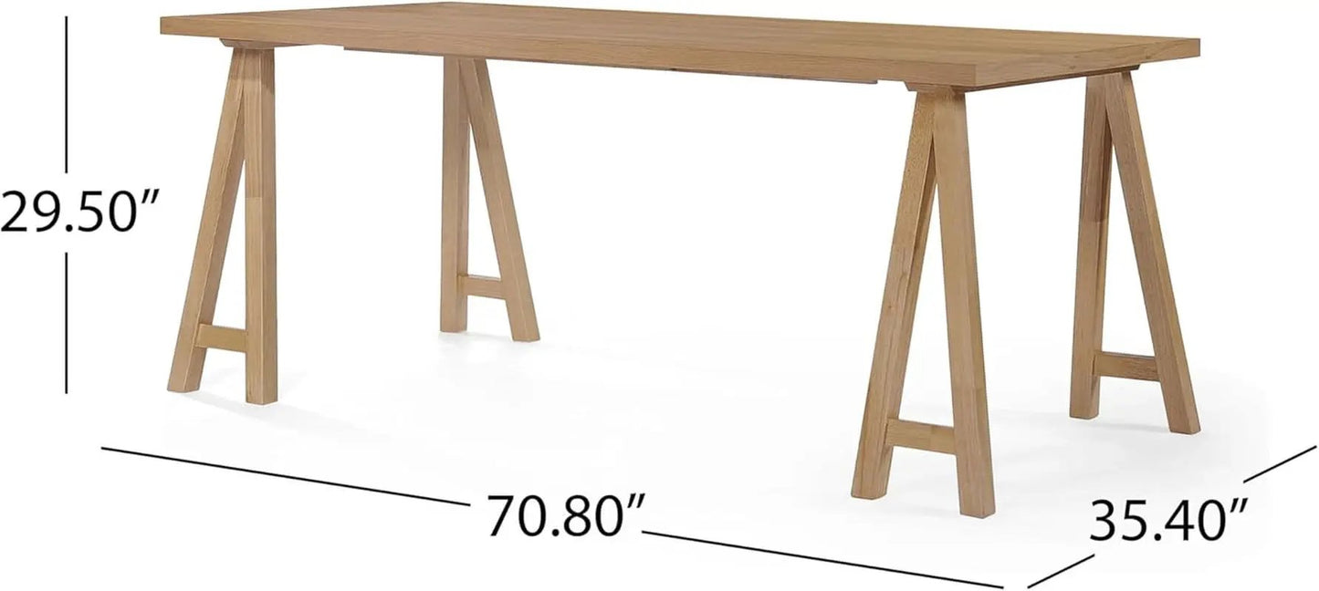 Mid Century Modern Dining Set 7 Piece Natural Oak Table from PriceLows™