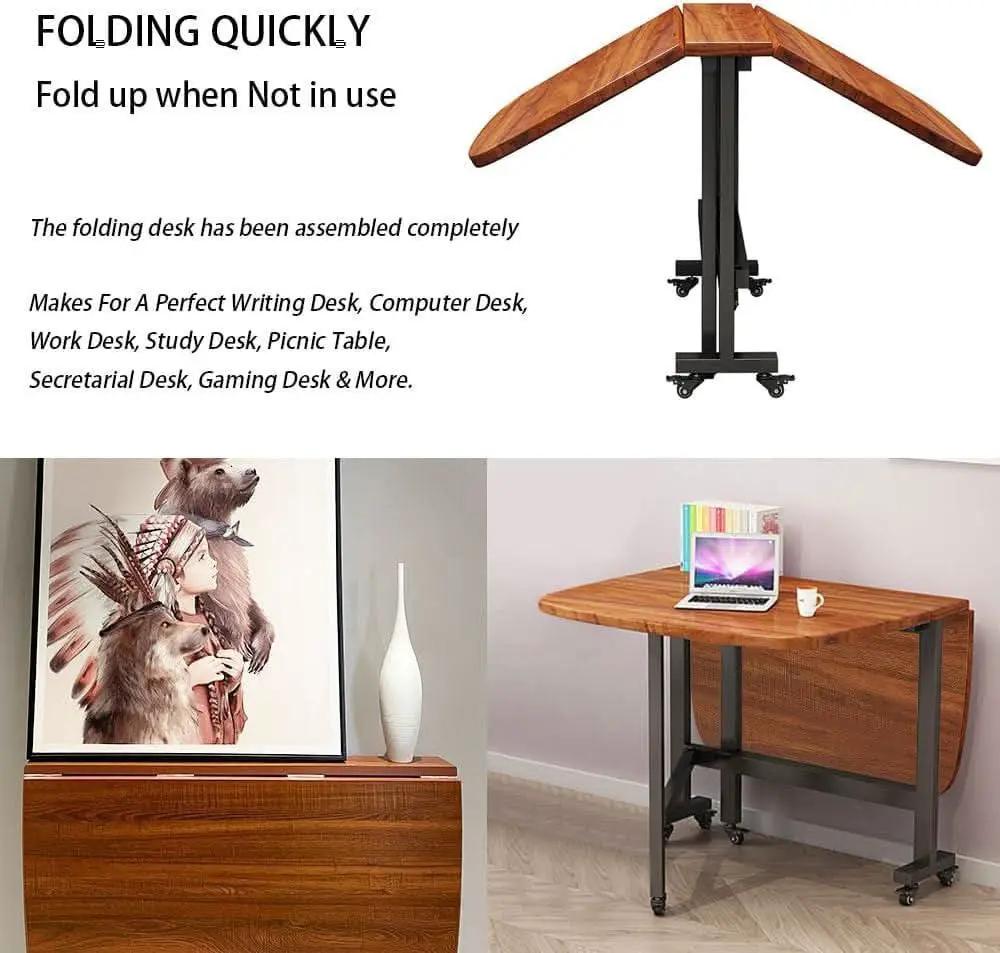 Forty Seven Inch Drop Leaf Folding Dining Table Solid Wood from PriceLows™