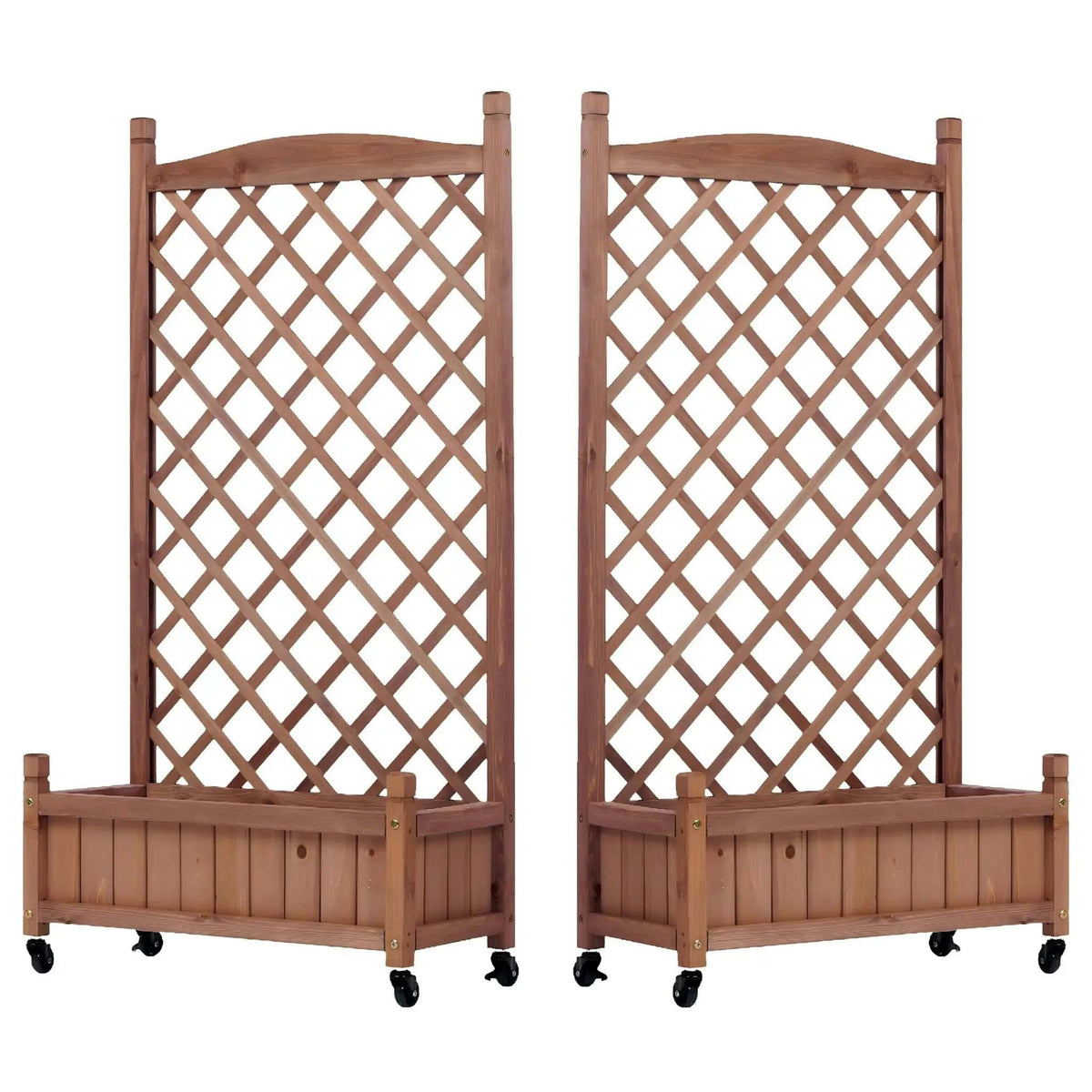 Raised Garden Bed With Trellis 2 Pack, Outdoor Planter Box & Plant Stand With | 25 x 11 x 42.3 in | Solid Wood | Brown