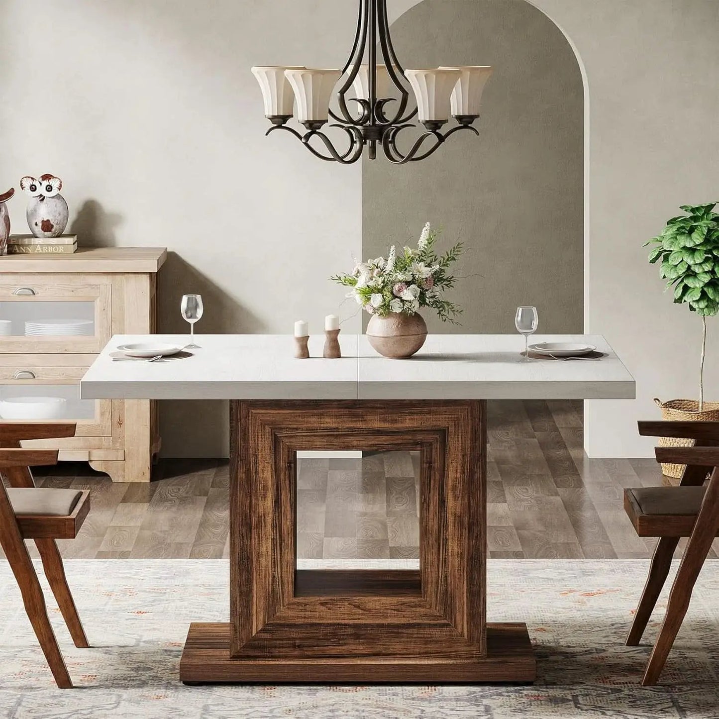 47 Inch Pedestal Dining Table For Small Kitchen Use from PriceLows™