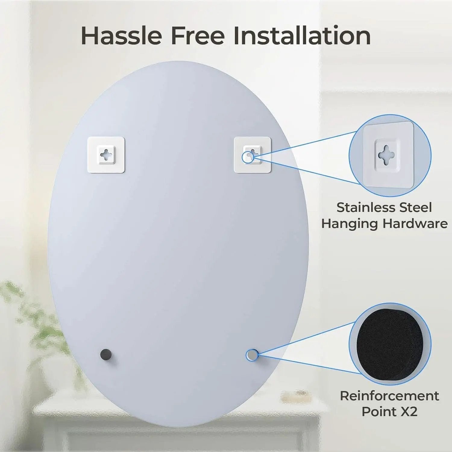 20x28 Inch Oval Frameless Bathroom Mirror Beveled Edge from PriceLows™