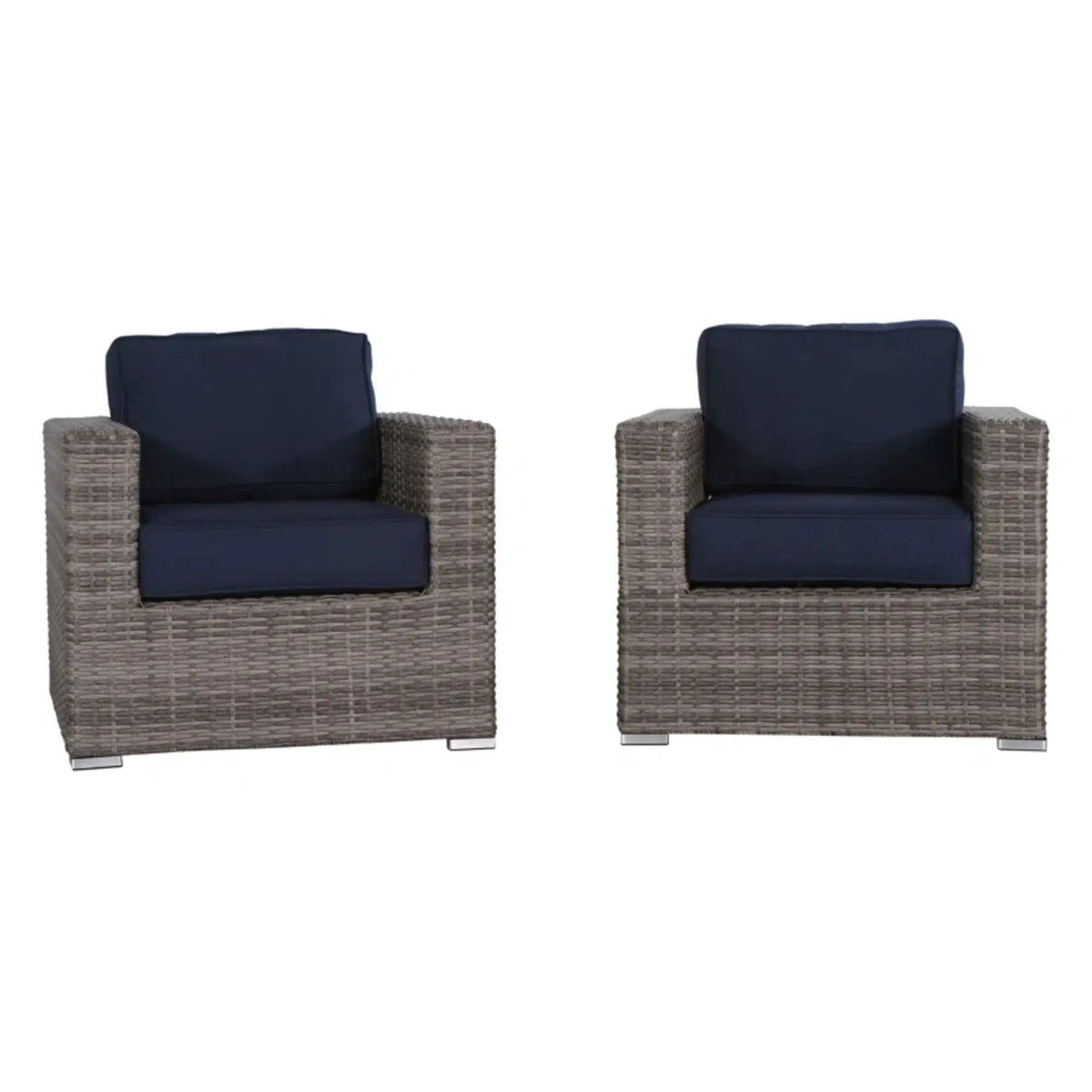 Patio Armchair With Cushions | Four Olefin Cushions | Industrial Accents | Weather-Resistant Build