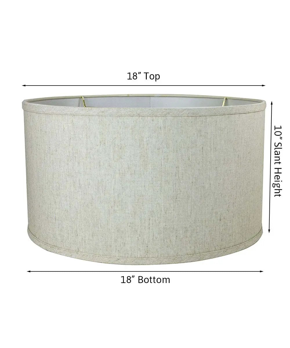 Drum Lampshade | Shallow Textured Design | Oatmeal Linen | 18 X 10 Inches