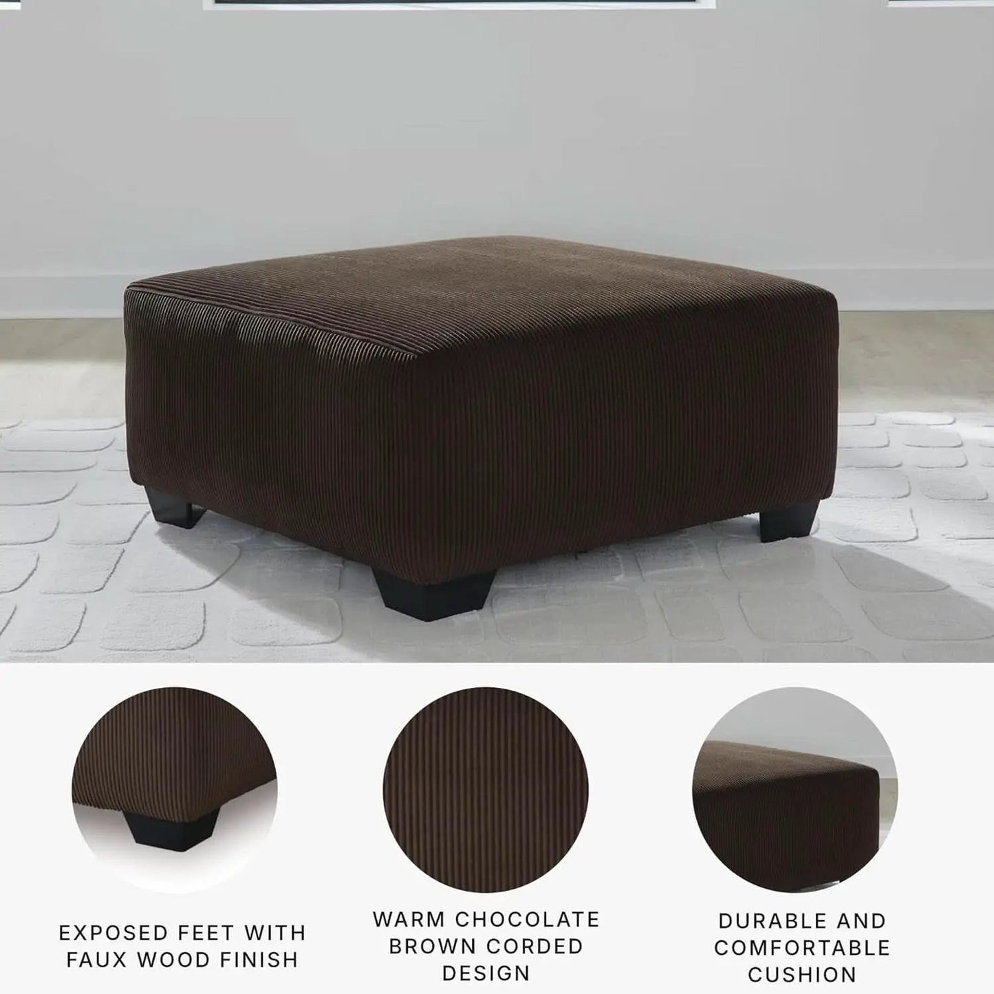 Ottoman Dark Brown Textured Stripe Statement Piece from PriceLows™