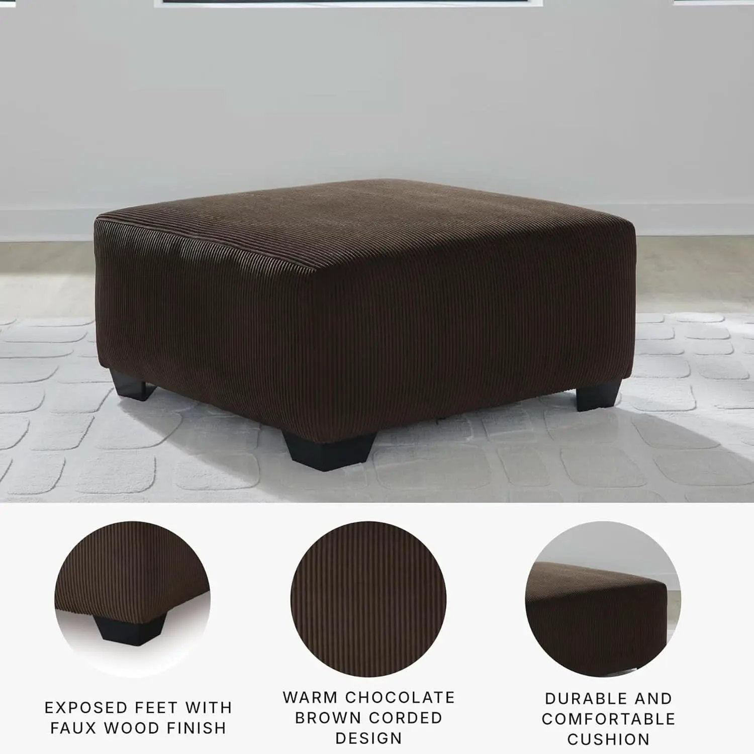 Ottoman Dark Brown Textured Stripe Statement Piece from PriceLows™