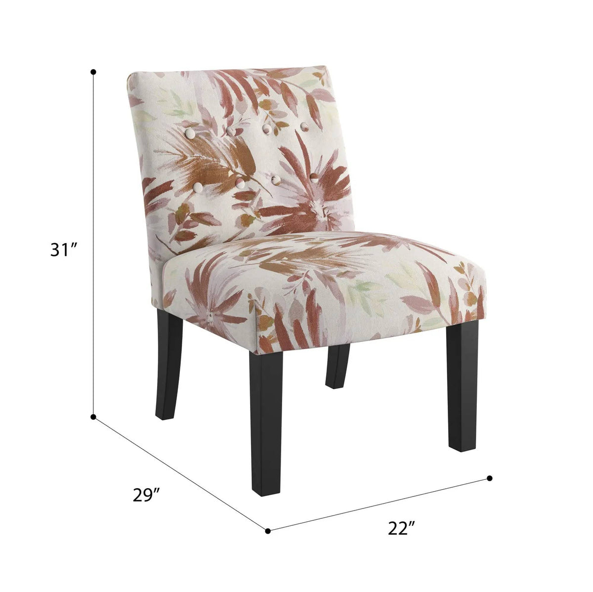 Verma Floral Accent Chair | 22 x 22 x 31 in | Living Room Furniture | Living Room