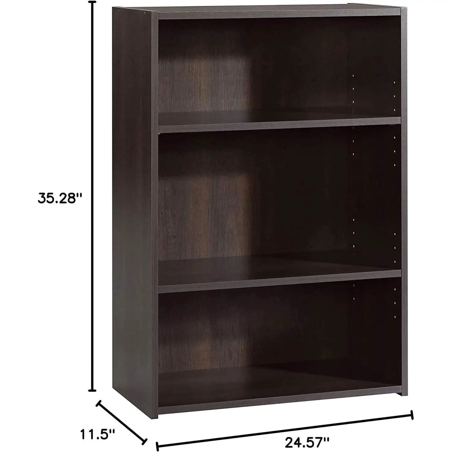 Cinnamon Cherry 3 Shelf Bookcase Engineered Wood 35in Tall from PriceLows™