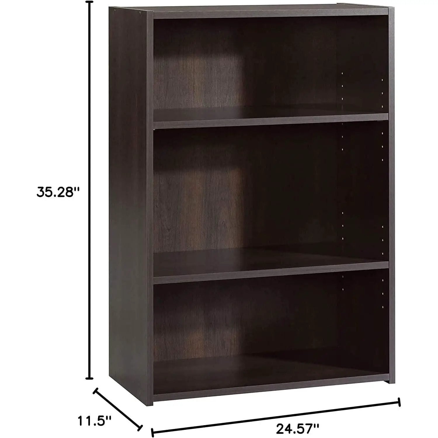 Cinnamon Cherry 3 Shelf Bookcase Engineered Wood 35in Tall from PriceLows™